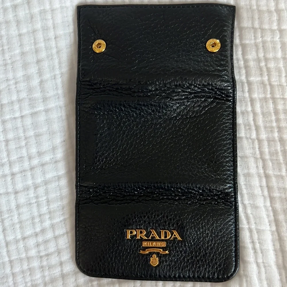 Authentic leather Prada key holder